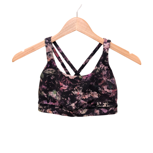 Lululemon floral bra top on white background