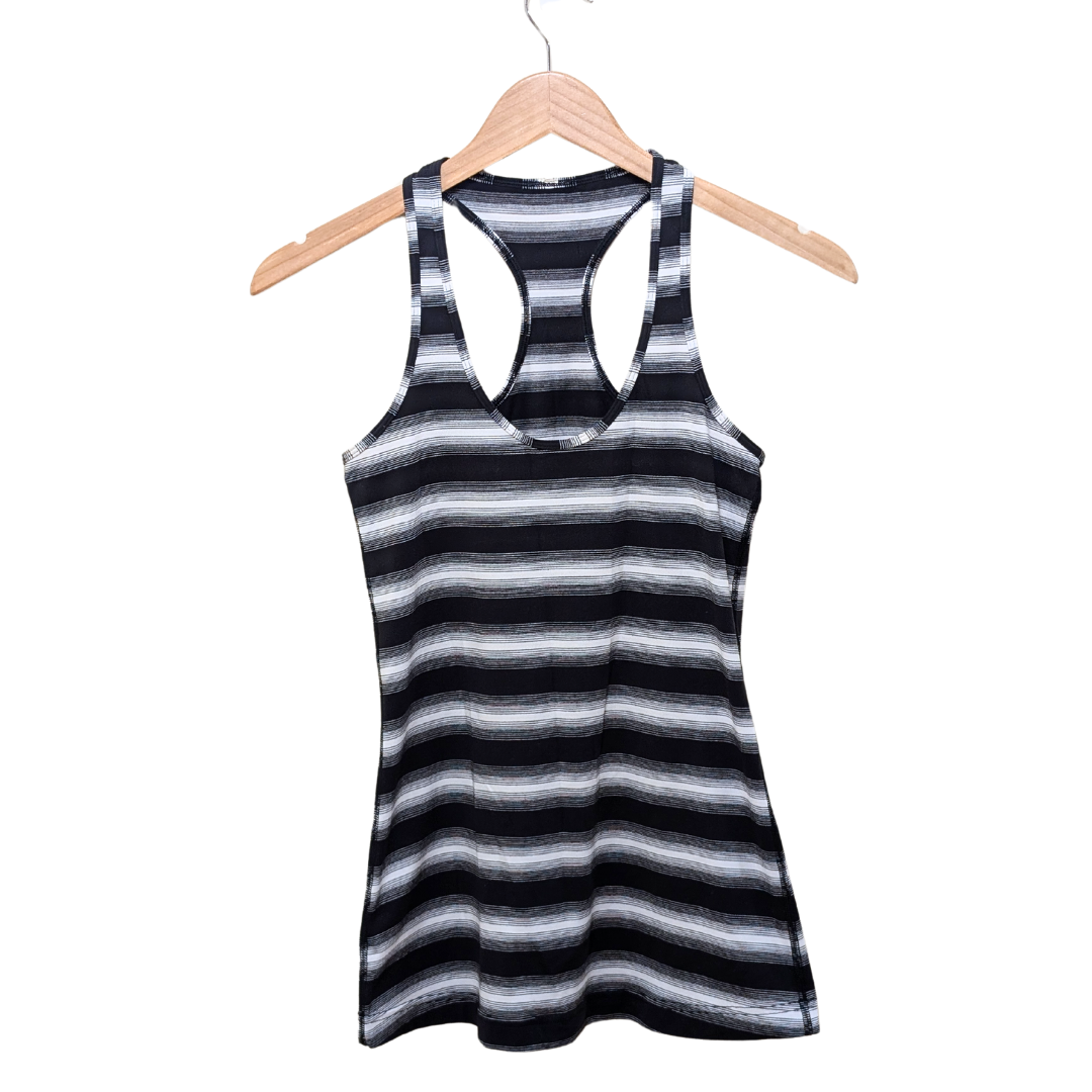 Lululemon black stripe racerback on white background