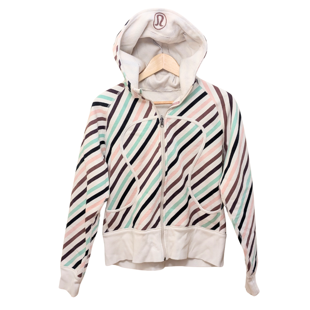 Lululemon Striped Pink & Black Vintage Striped Hoodie Size Large