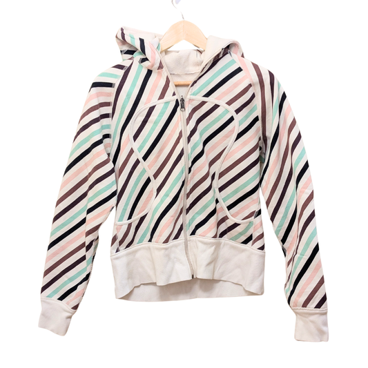 Lululemon vintage striped hoodie on white background