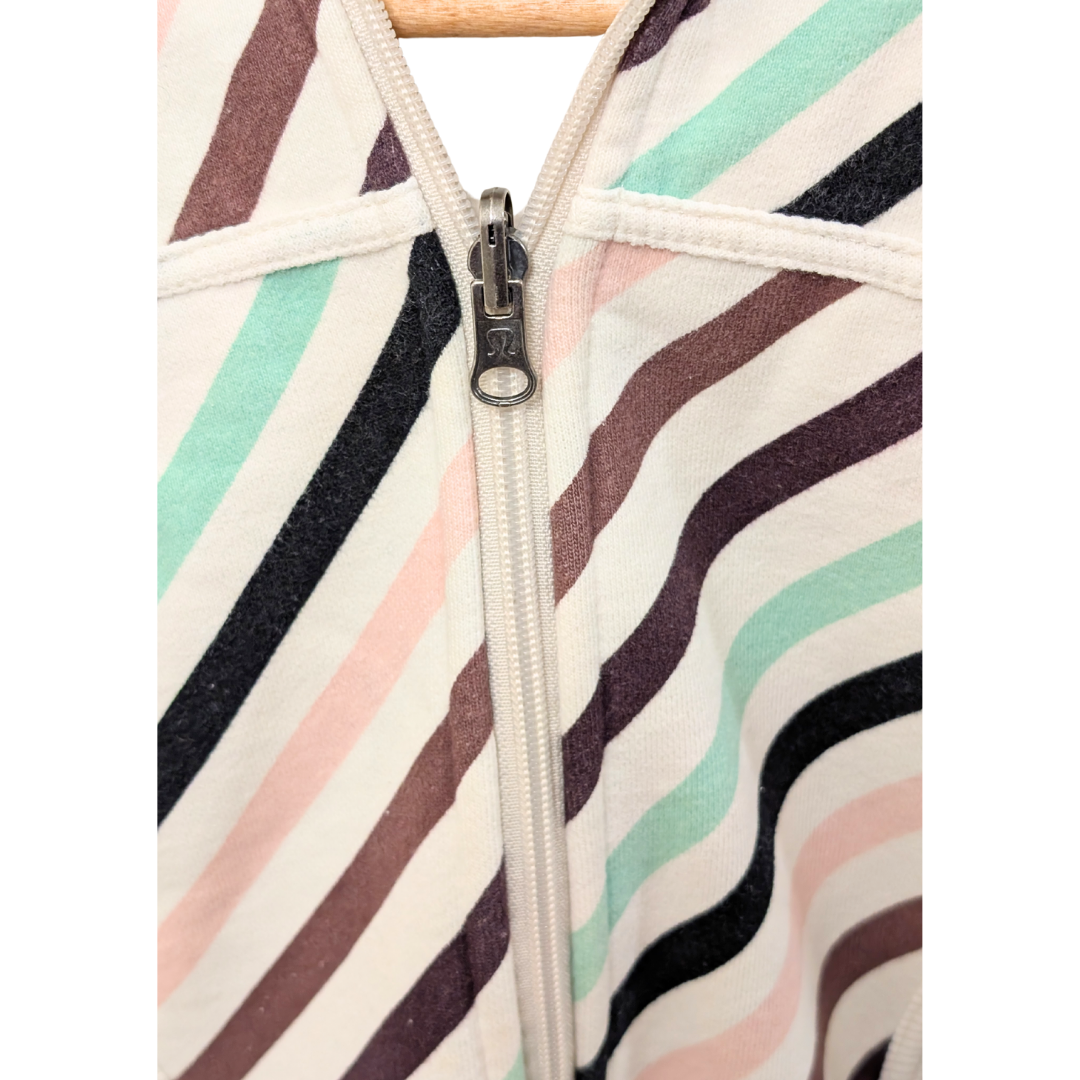 Lululemon Striped Pink & Black Vintage Striped Hoodie Size Large