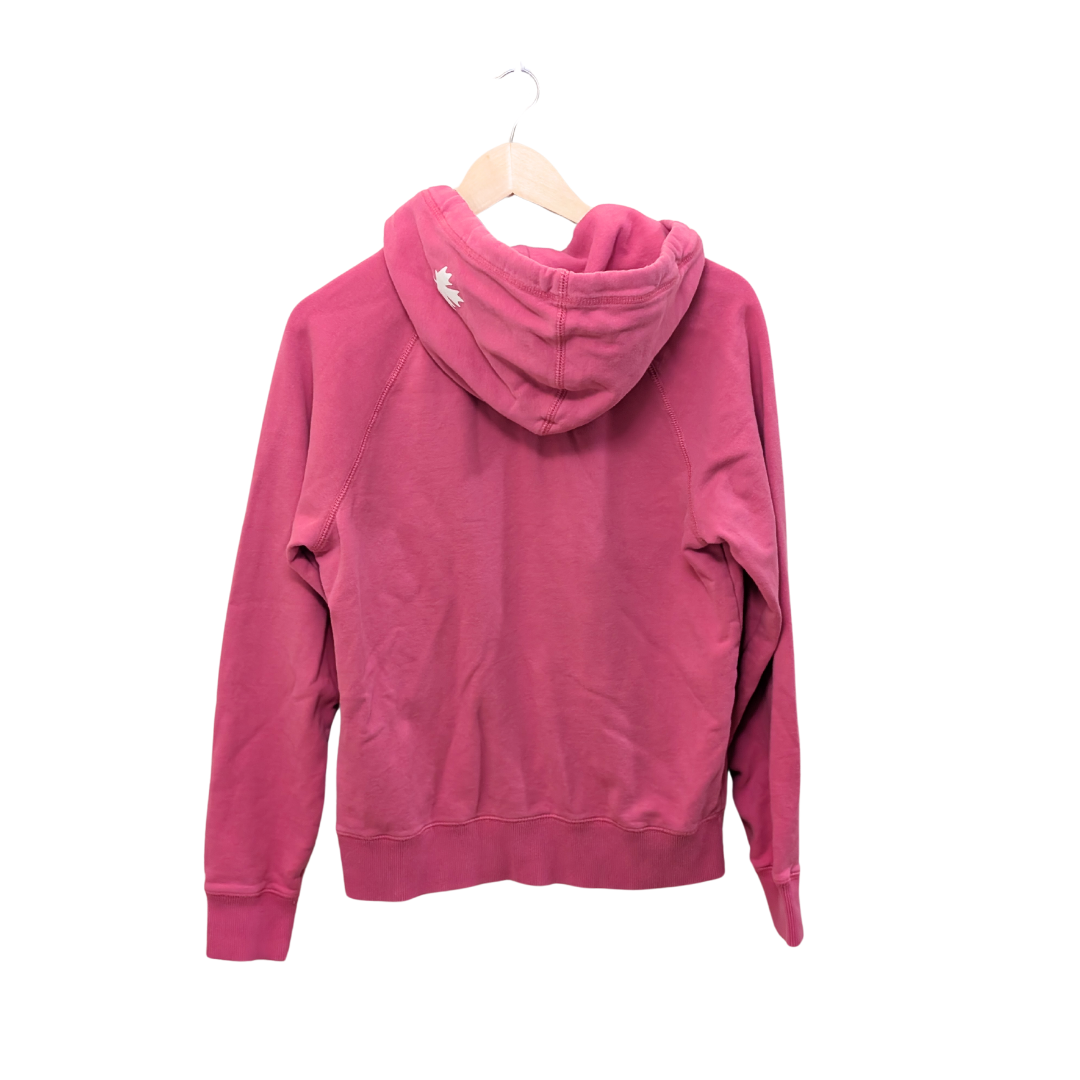 Root's Women Full Zipper  Pink Hoodie Sweatshirt Size Med